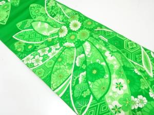 アンティーク　花に古典柄織り出し袋帯（着用可）